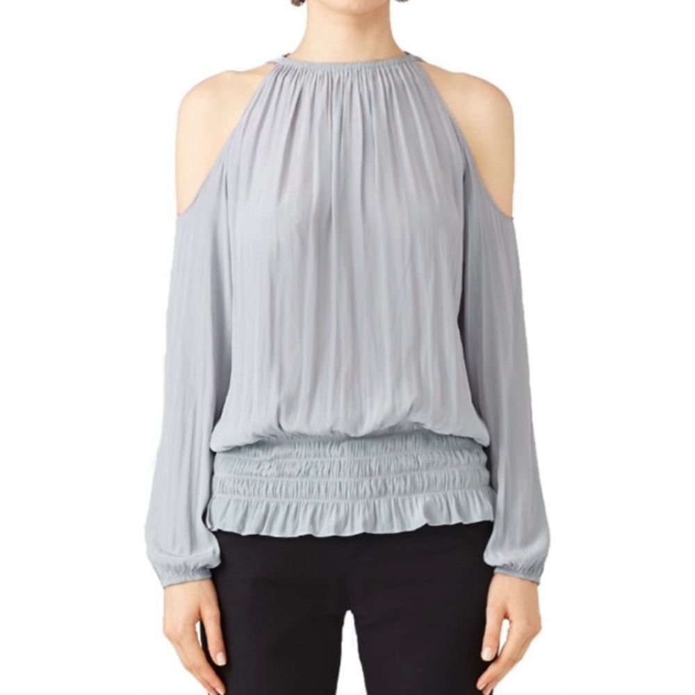 Ramy Brook Lauren Cold open Shoulder blouse Size Medium light Gray